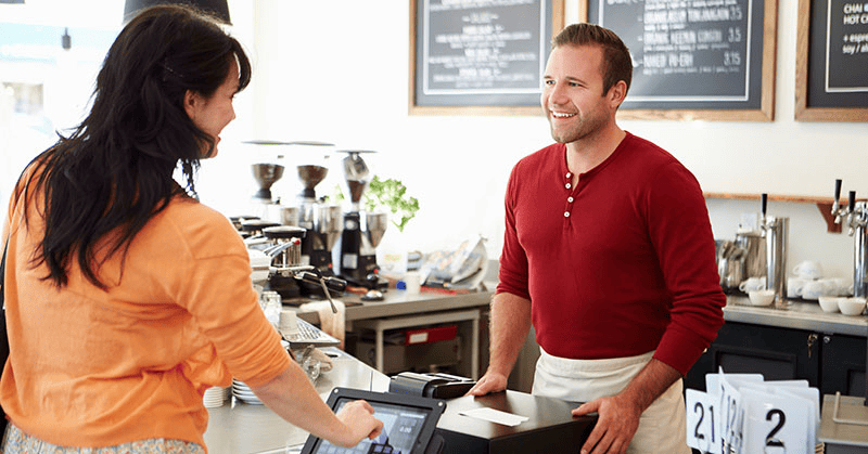 talking with a customer